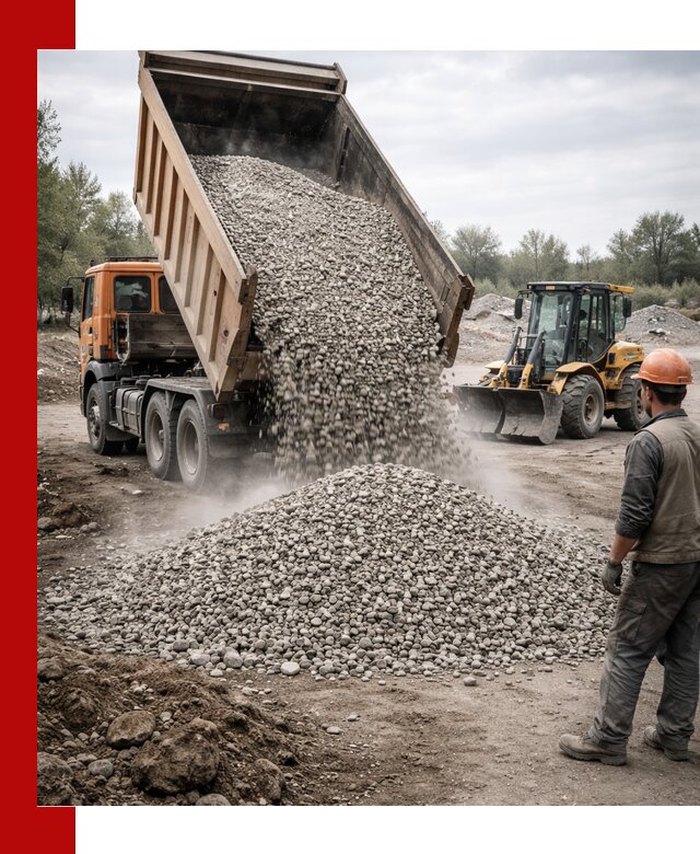 Доставка щебня в Ноябрьске крупными и мелкими фракциями