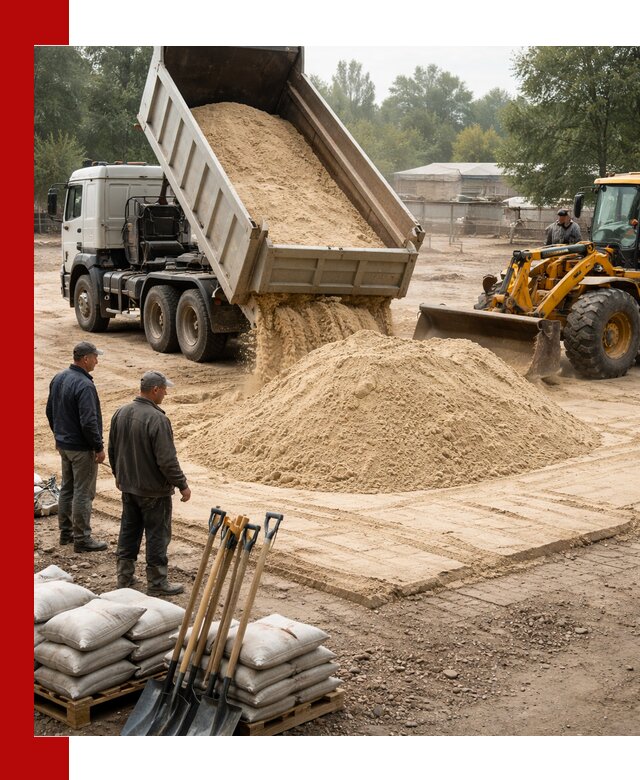 Доставка мытого песка в Ноябрьске с самосвалами по выгодной цене