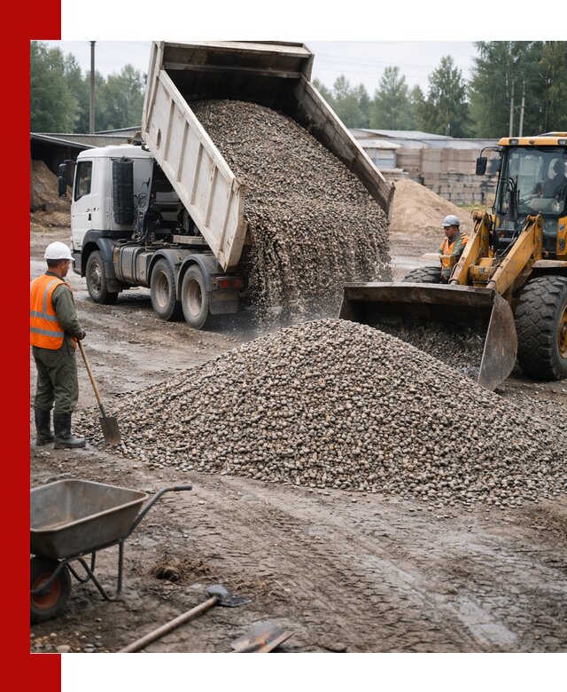 Мытый гравий с доставкой в Ноябрьске от карьера до участка