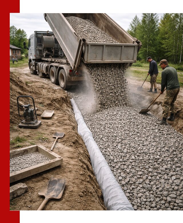 Гравий для дренажа с доставкой в Ноябрьске качественный и недорогой