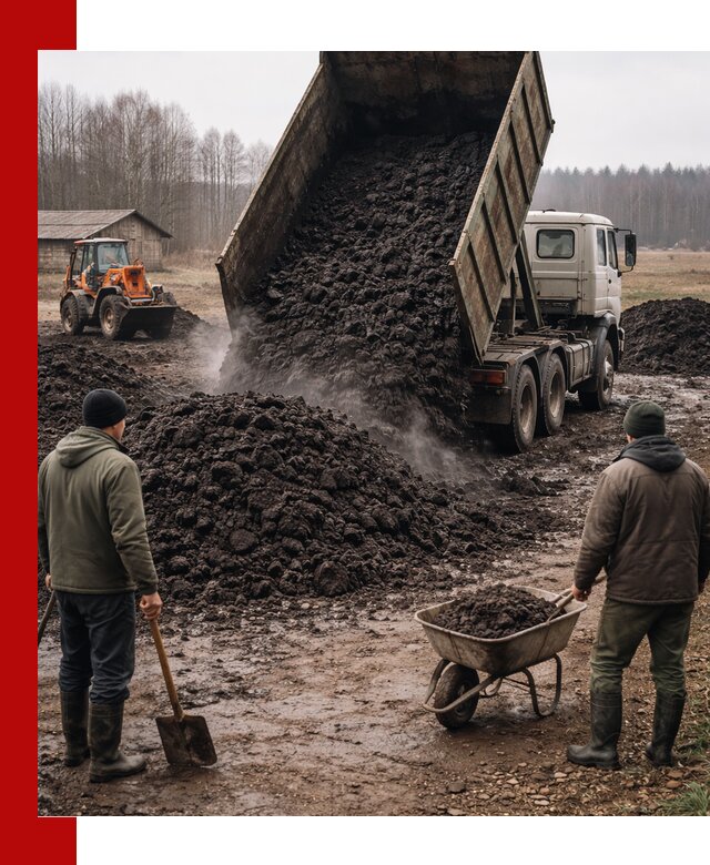 Доставка низинного торфа с разгрузкой и доставкой в Ноябрьске