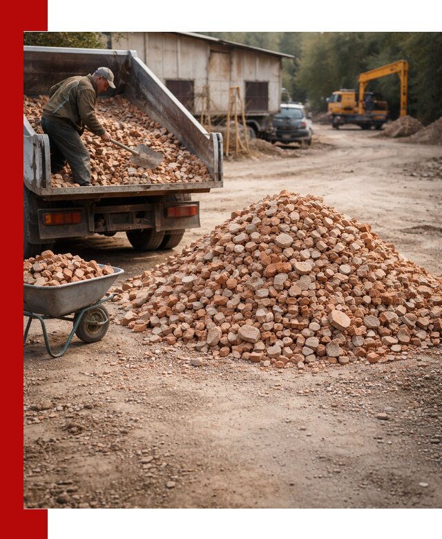 Доставка и подушка из боя кирпича с разгрузкой в Ноябрьске