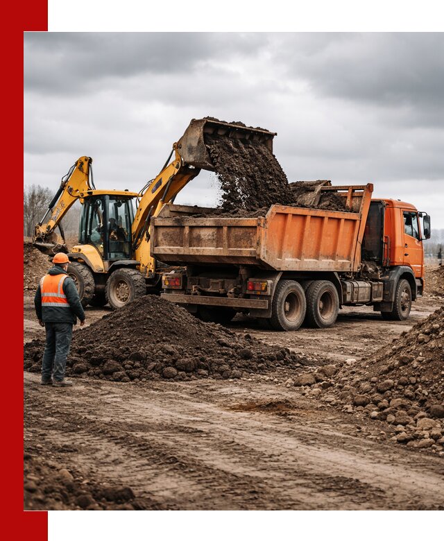 Вывоз грунта и строительного мусора в Ноябрьске грузовыми самосвалами