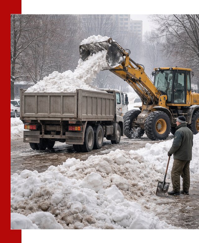 Вывоз снега грузовой техникой в Ноябрьске оперативно и чисто
