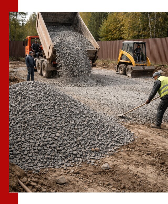 Отсыпка участка щебнем с доставкой и уплотнением в Ноябрьске