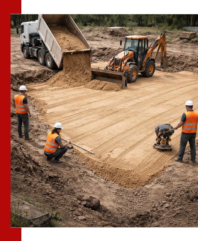 Устройство песчаной подушки для фундаментов и дорог в Ноябрьске